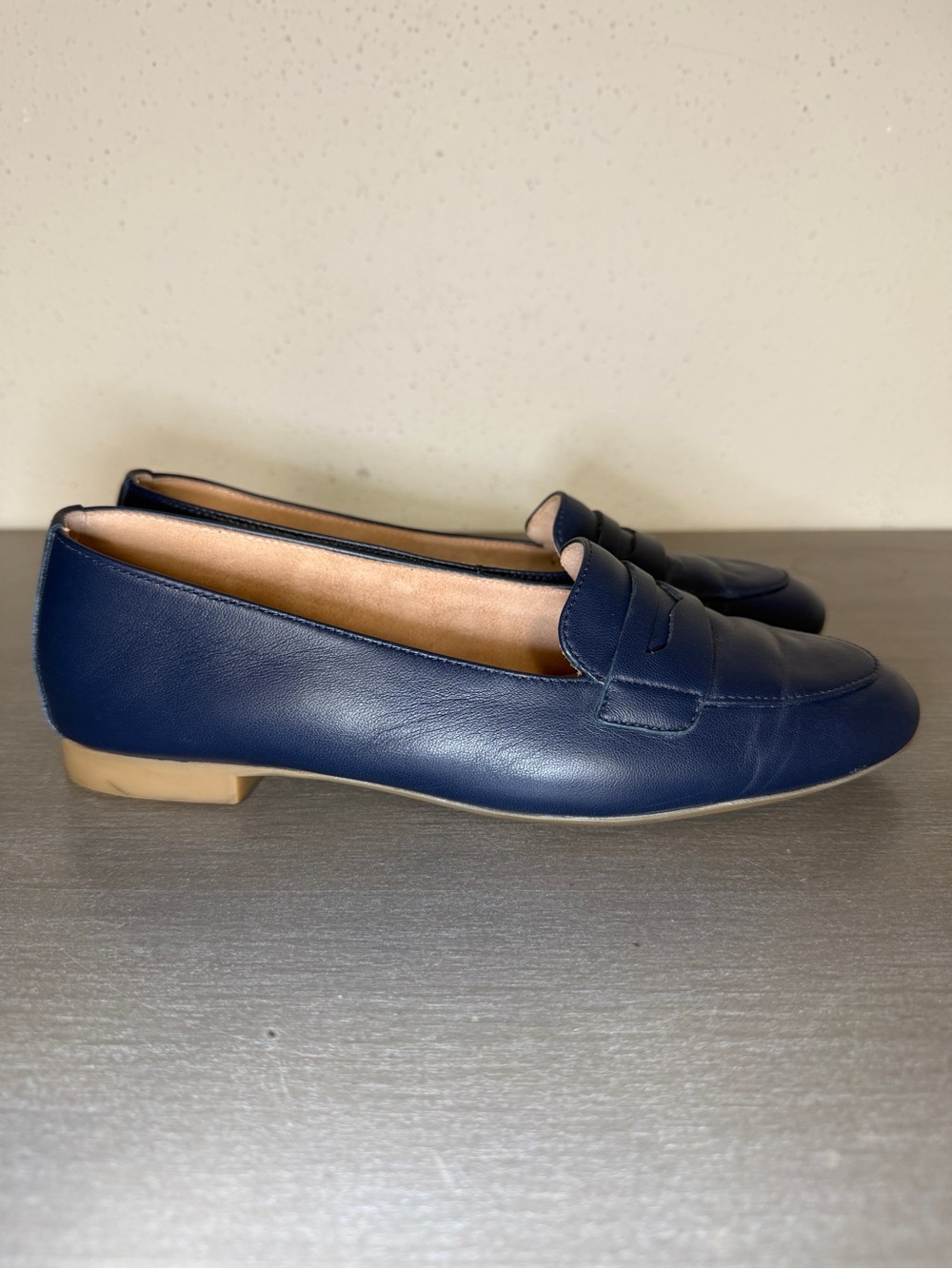 Paul Green Navy Leather Penny Loafers - Picture 2 of 11
